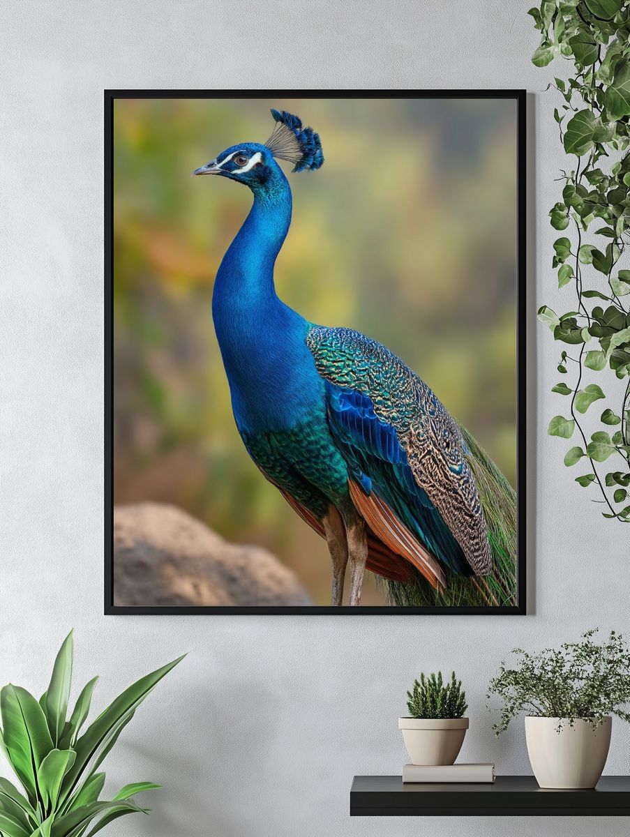 Peacock Portrait Photography Poster. — room view 4