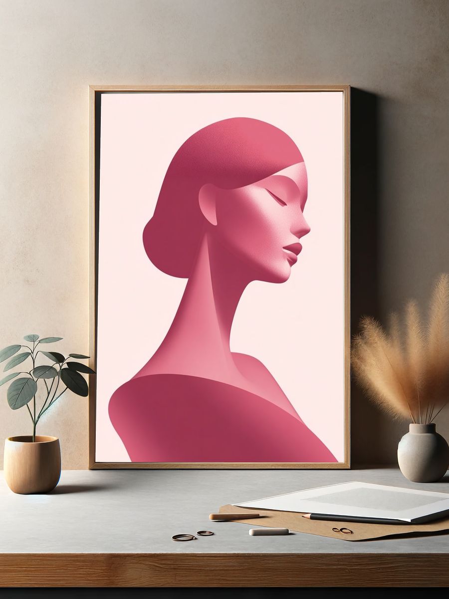 Pink Profile Portrait Print. — room view 2