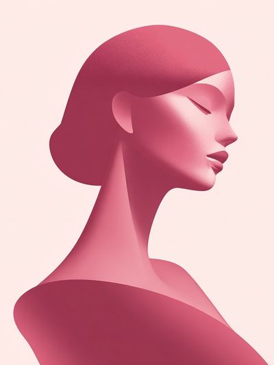 Pink Profile Portrait Print.