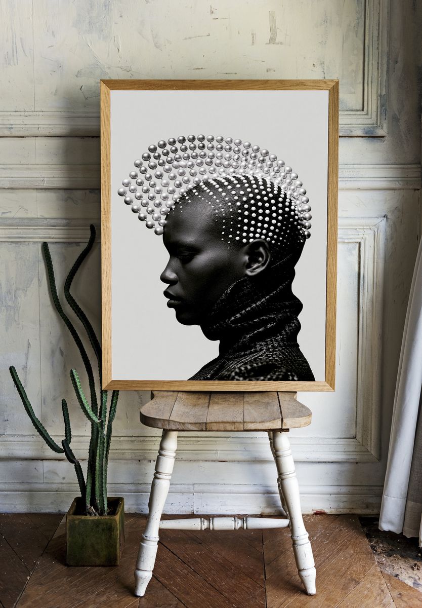 Pearl Crown Portrait Print. room preview