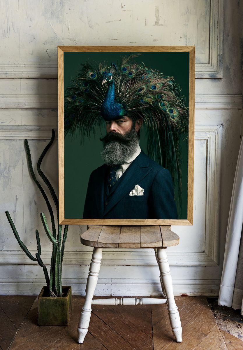 Peacock Portrait Photography Poster. room preview