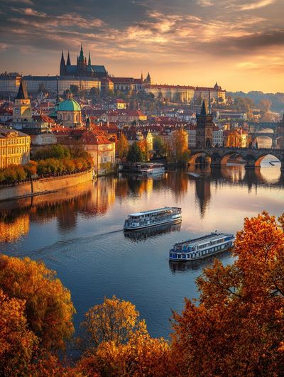 Prague Cityscape at Sunset Poster. poster print