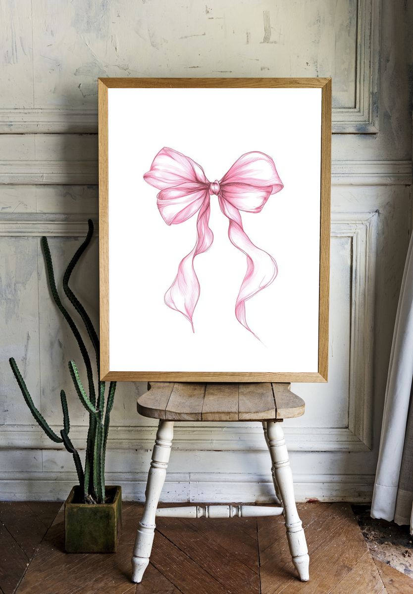 Pink Ribbon Illustration Poster. — room view 1
