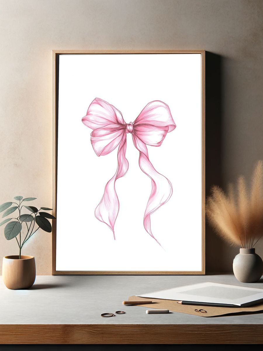 Pink Ribbon Illustration Poster. — room view 2