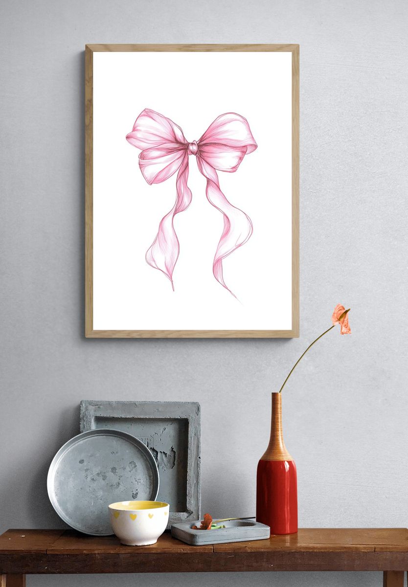 Pink Ribbon Illustration Poster. — room view 3