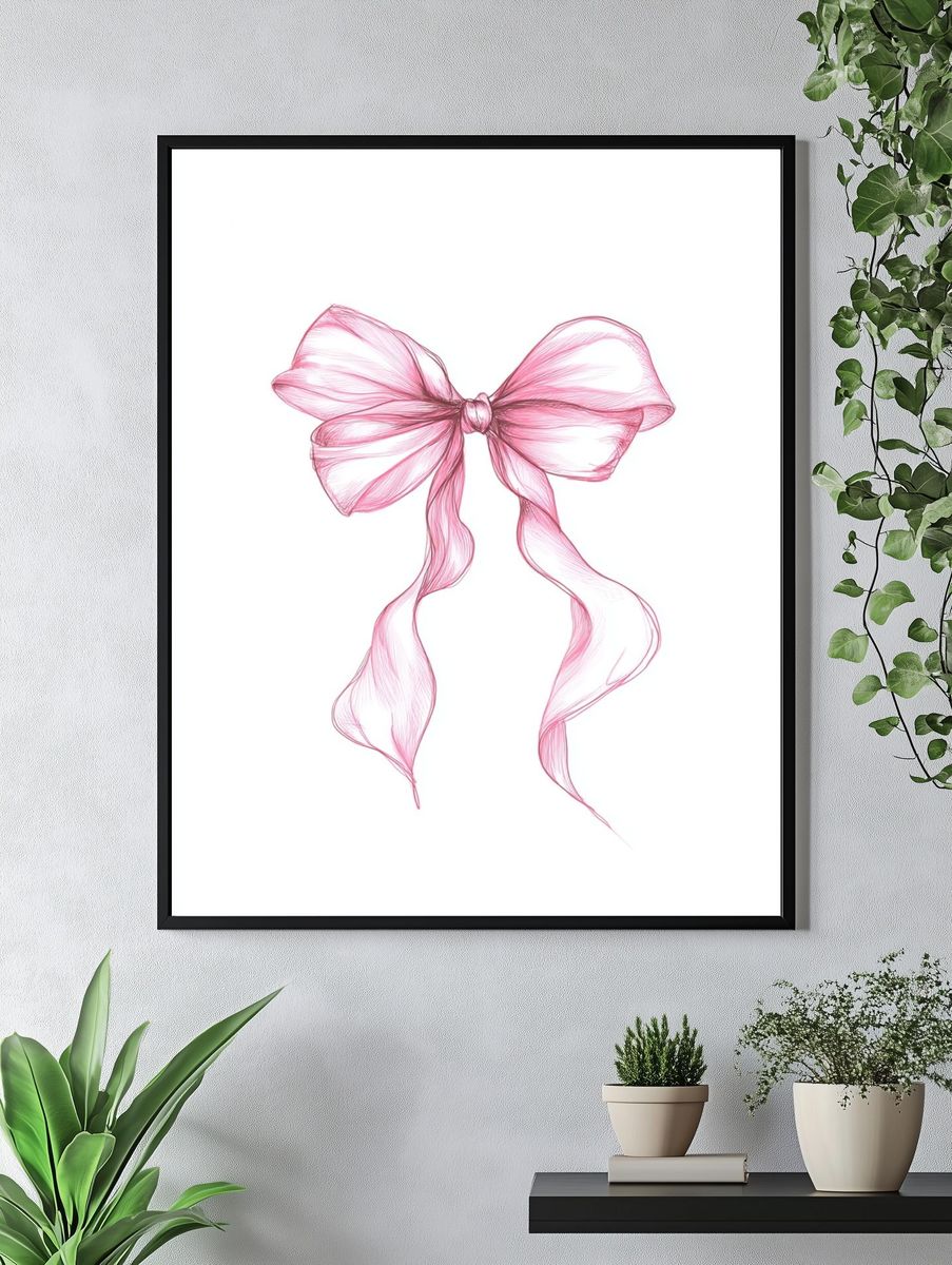 Pink Ribbon Illustration Poster. — room view 4