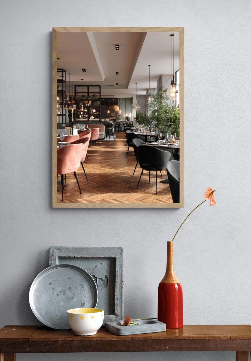 Modern Restaurant Interior Photography Poster. — room view 3