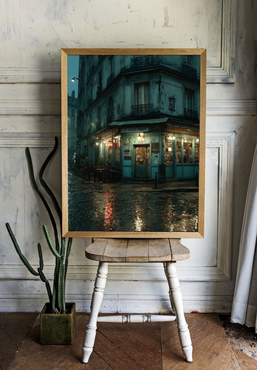 Rainy Paris Street — Photography Print. — room view 1