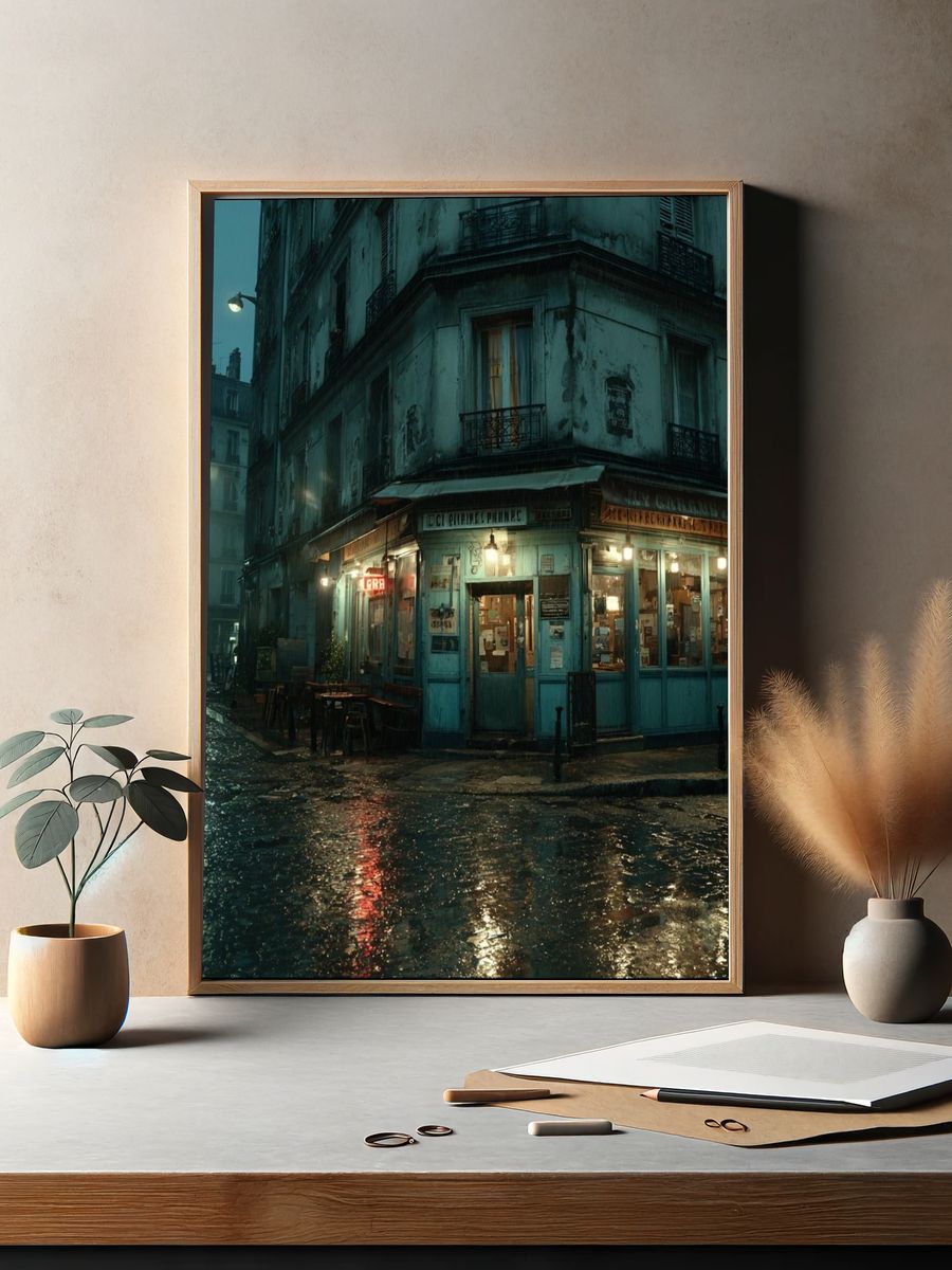 Rainy Paris Street — Photography Print. — room view 2