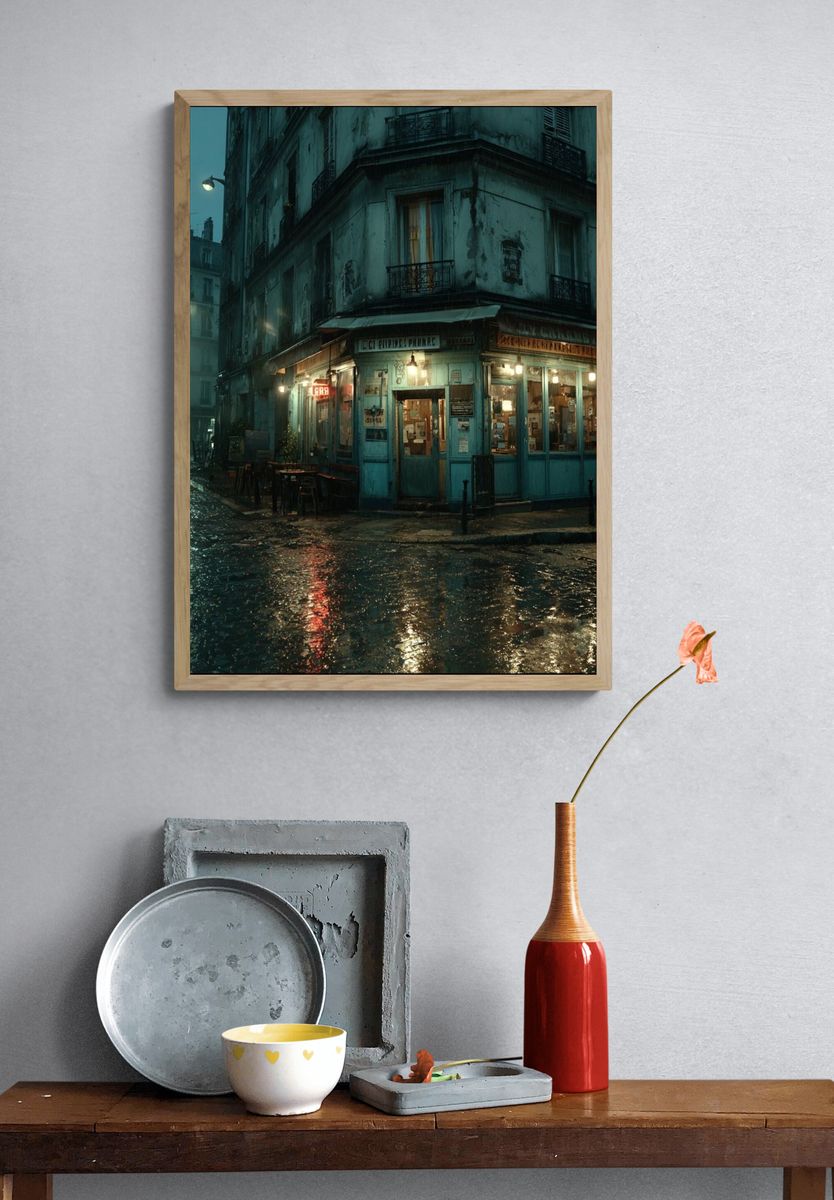 Rainy Paris Street — Photography Print. — room view 3