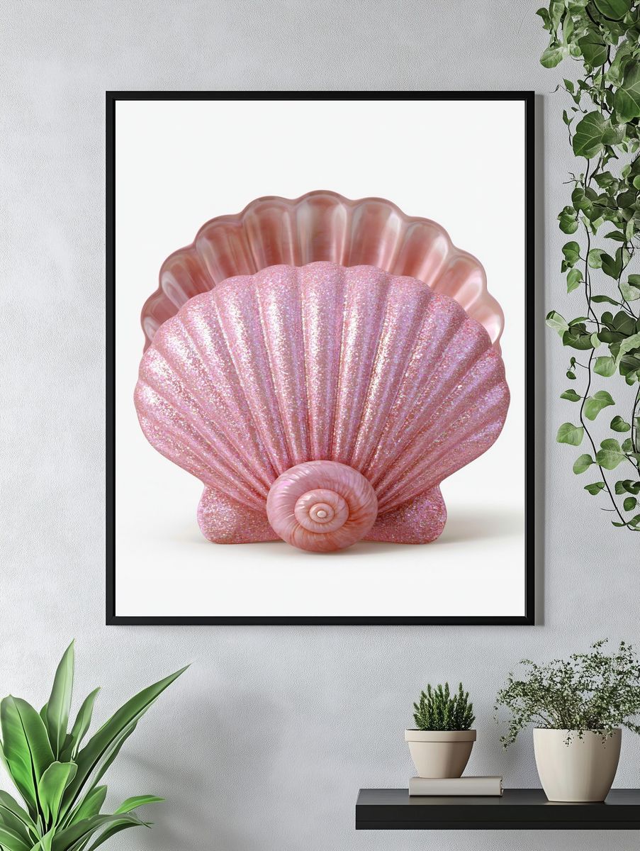 Pink Seashell Sculpture Print. — room view 4