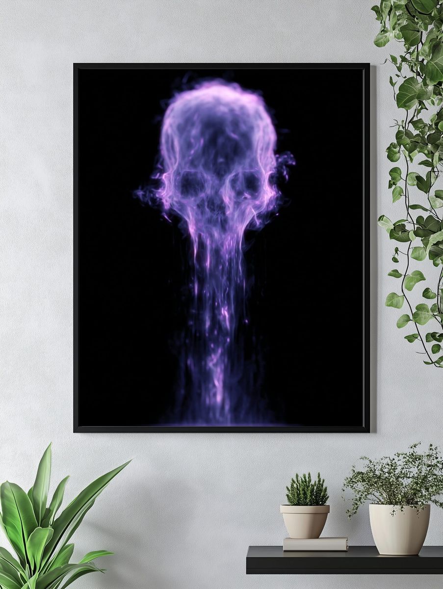 Purple Smoke Skull Abstract Poster. — room view 4