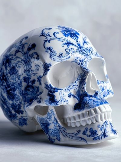 Blue Porcelain Skull Photography Poster.