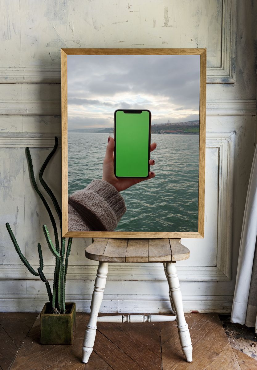 Smartphone with Green Screen — Photography Print. — room view 1