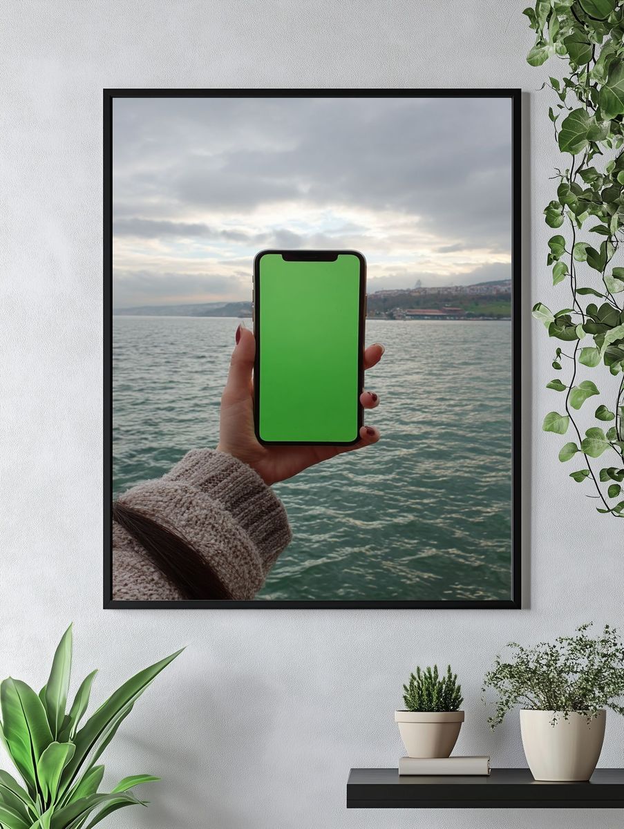 Smartphone with Green Screen — Photography Print. — room view 4
