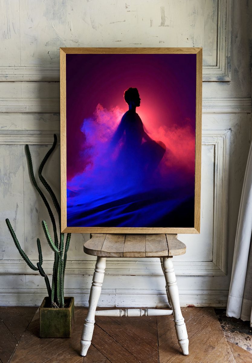 Silhouette in Colorful Smoke Poster. — room view 1
