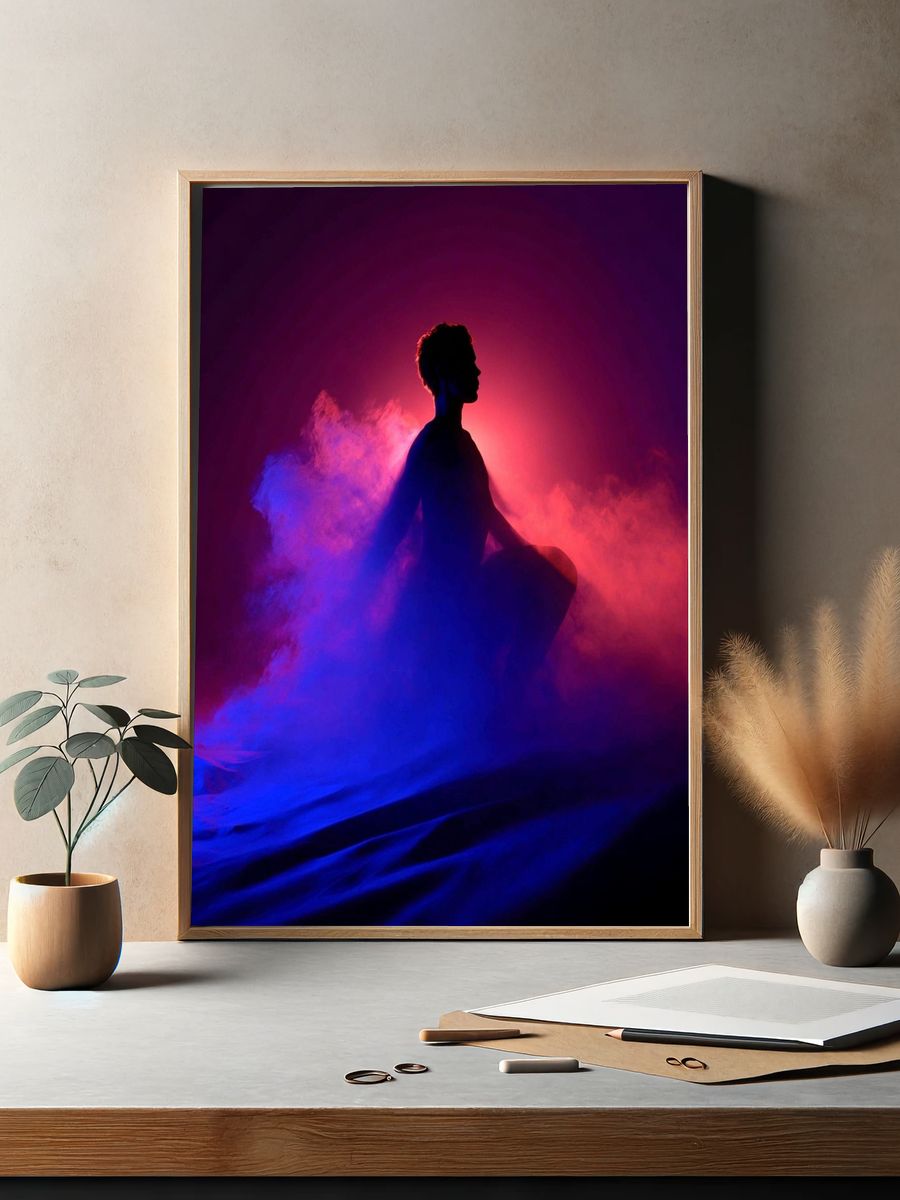 Silhouette in Colorful Smoke Poster. — room view 2