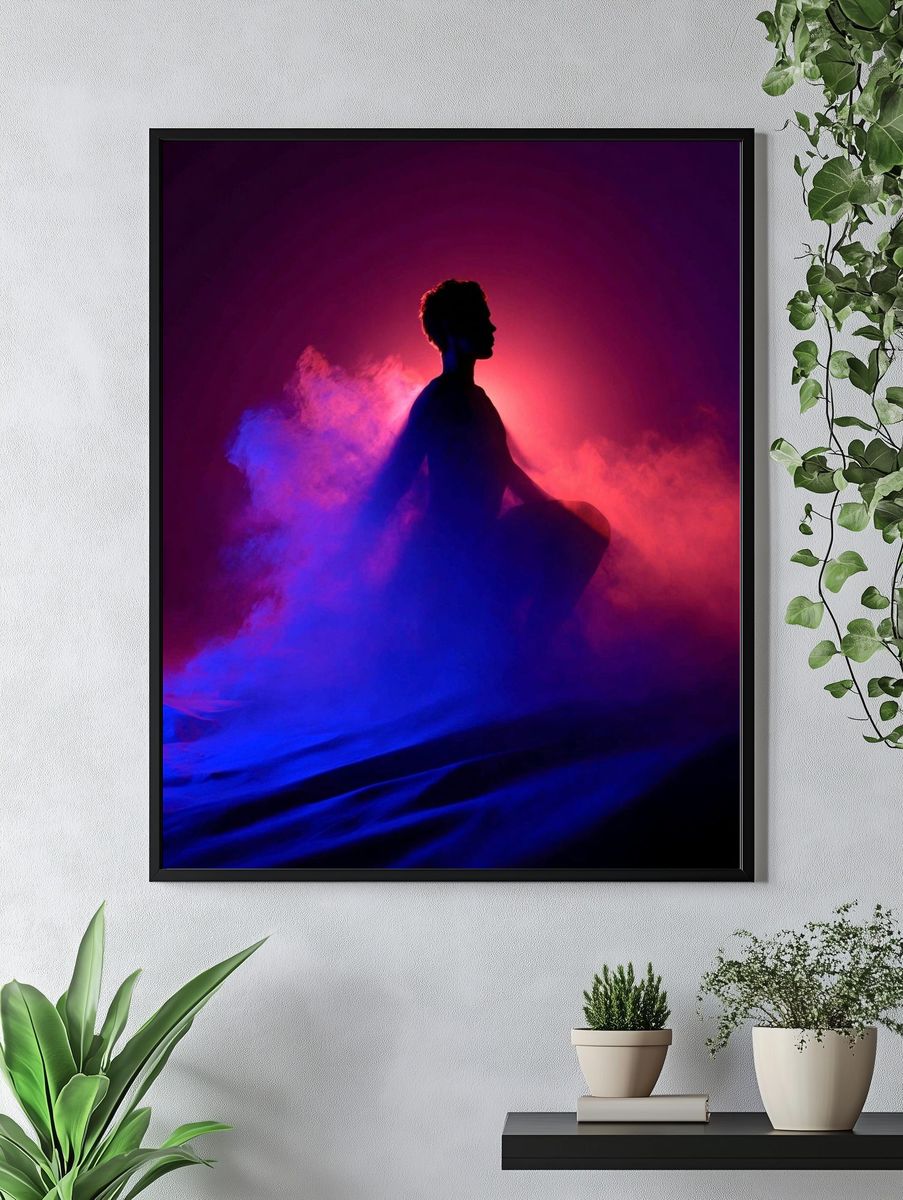 Silhouette in Colorful Smoke Poster. — room view 4