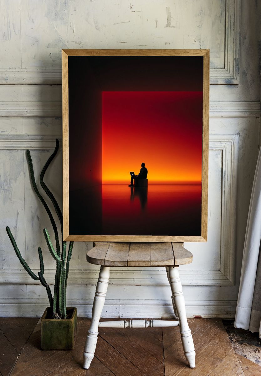 Silhouette in Sunset Glow — Modern Photography Print. — room view 1