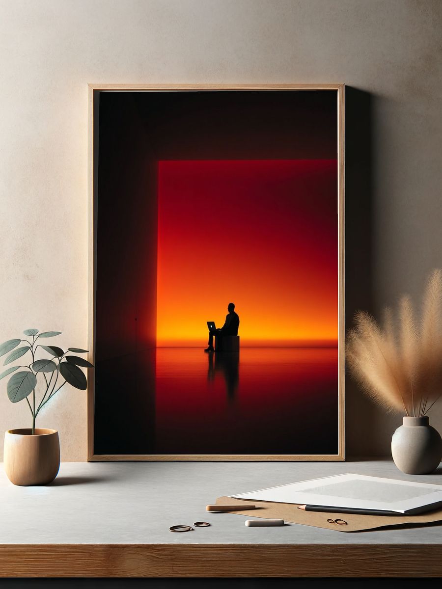 Silhouette in Sunset Glow — Modern Photography Print. — room view 2