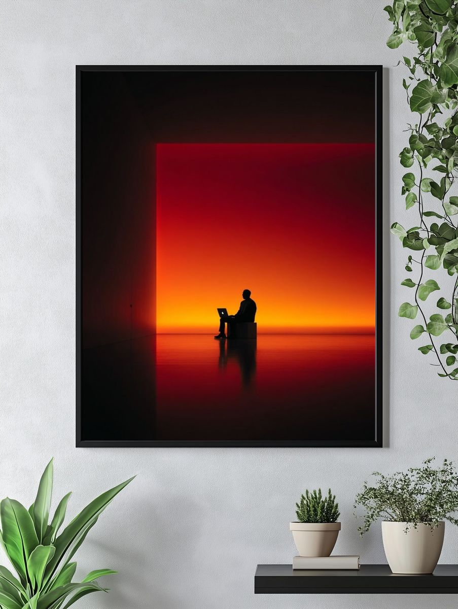 Silhouette in Sunset Glow — Modern Photography Print. — room view 4