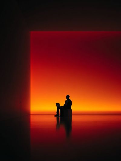Silhouette in Sunset Glow — Modern Photography Print. poster print