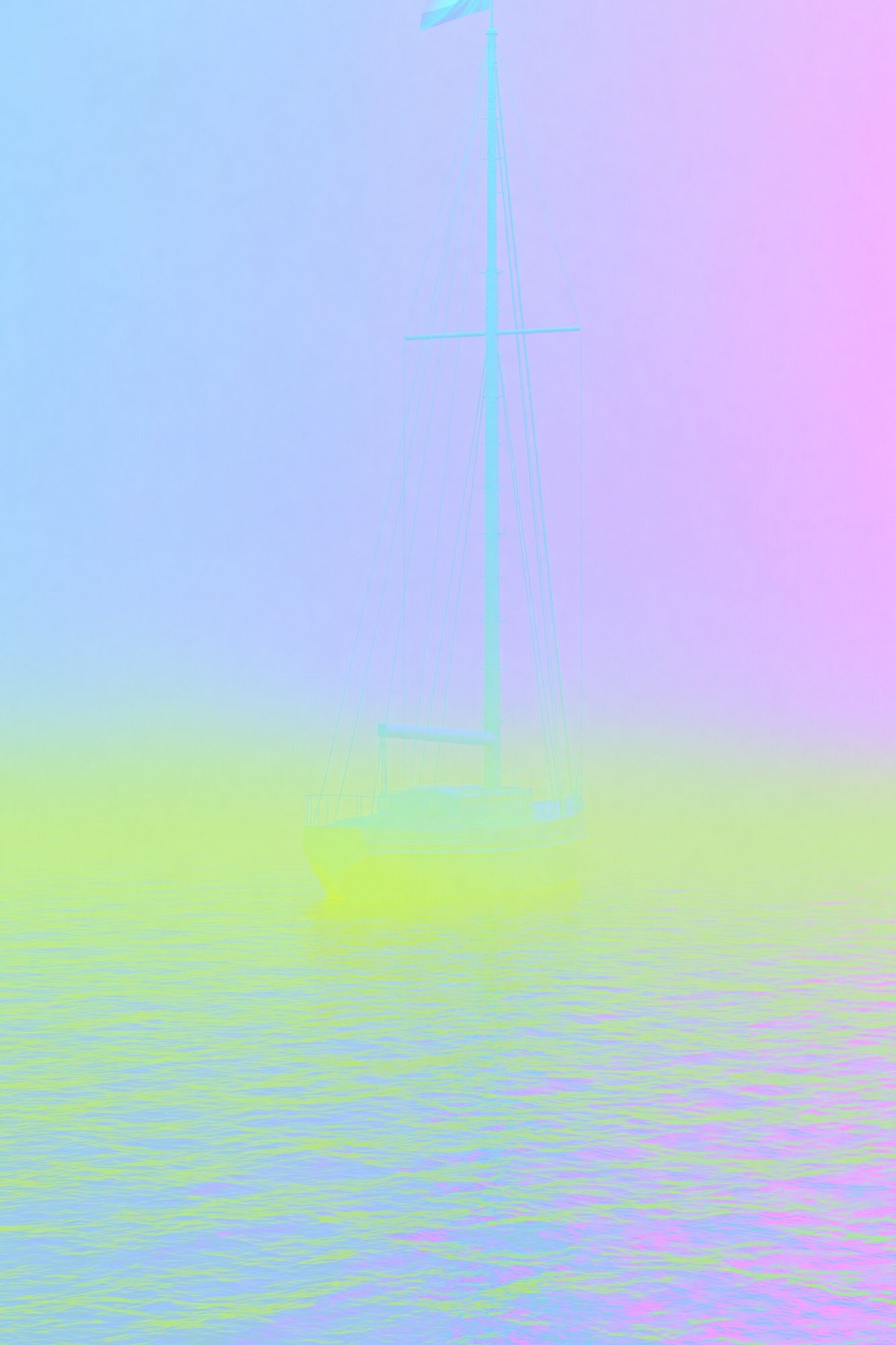Pastel Sailboat Mist Print. poster detail