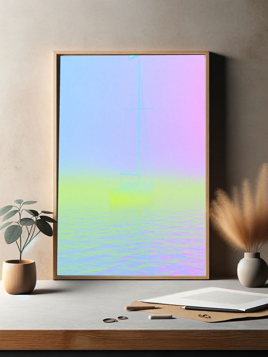 Pastel Sailboat Mist Print. — room view 2