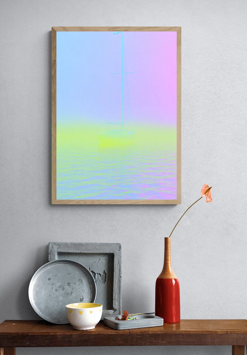 Pastel Sailboat Mist Print. — room view 3