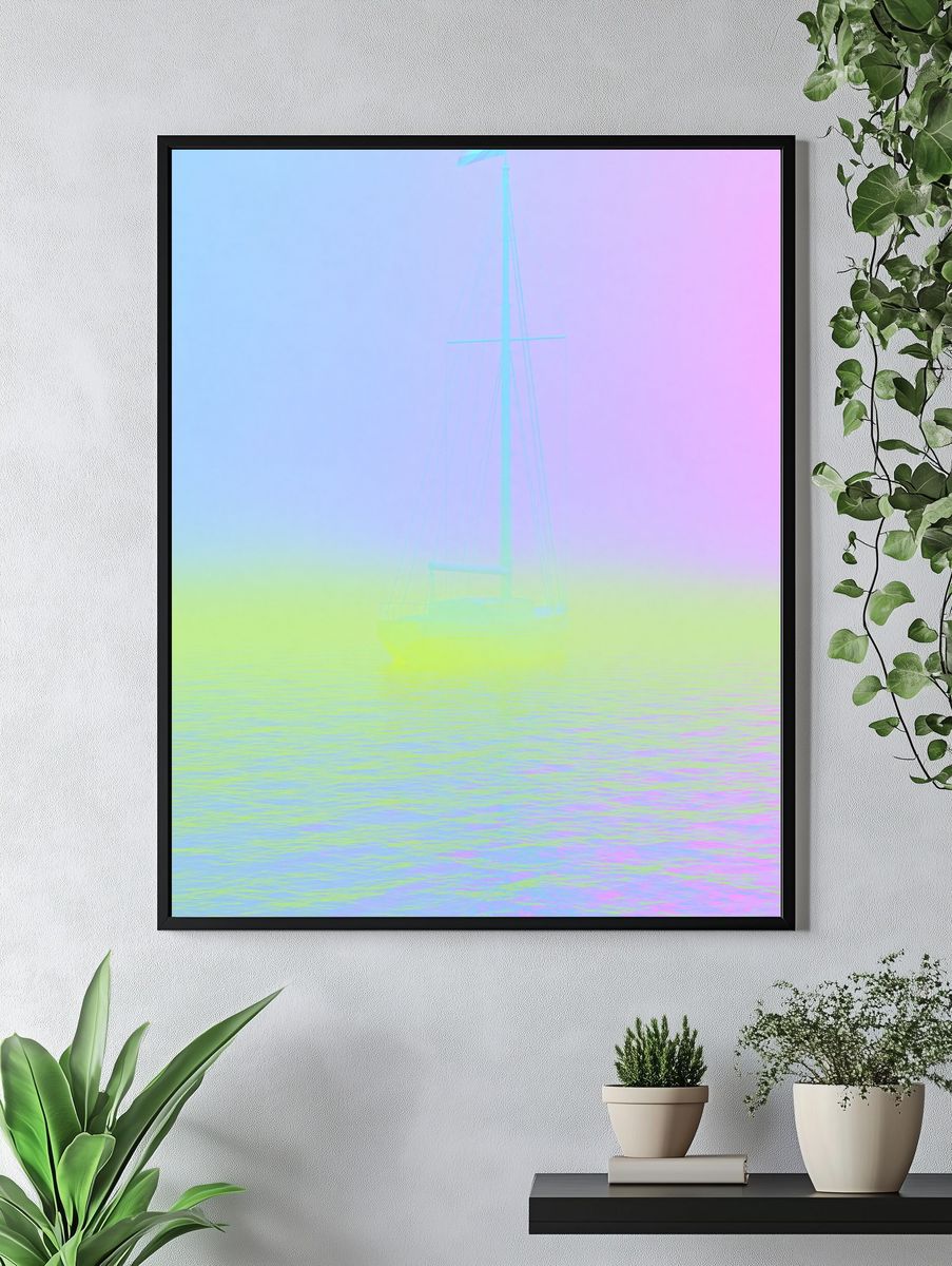 Pastel Sailboat Mist Print. — room view 4