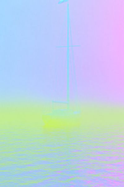 Pastel Sailboat Mist Print. poster