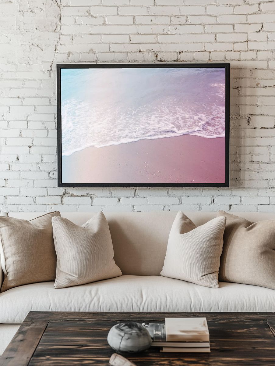 Drone view ocean wave washing. room preview