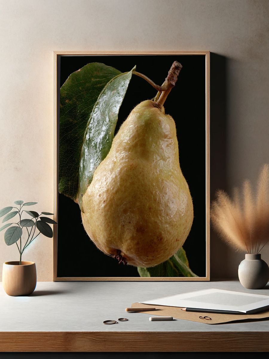 Pear Still Life Photography Poster. — room view 2