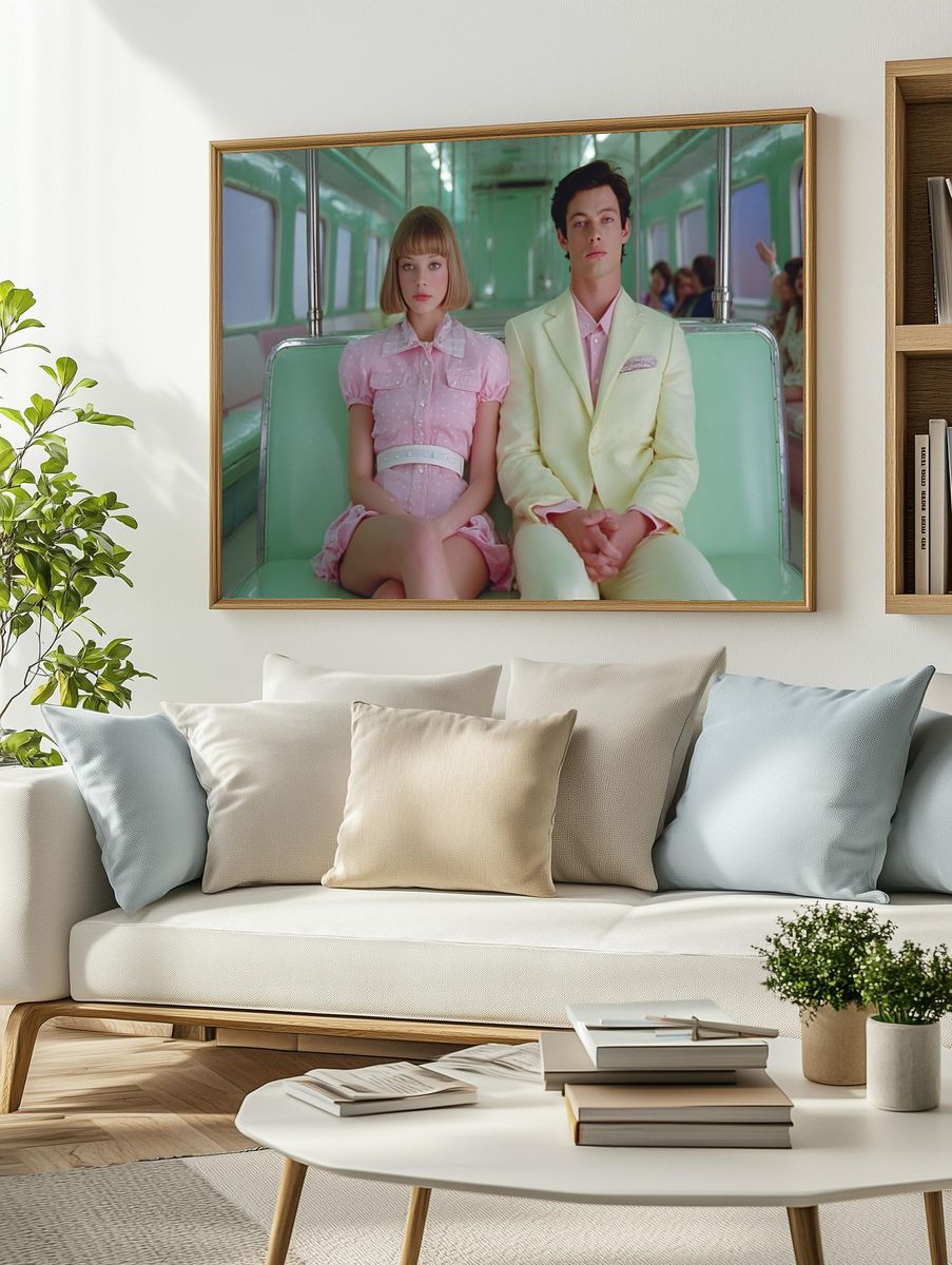 Pastel Subway Couple Poster. — room view 2