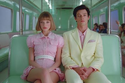 Pastel Subway Couple Poster.