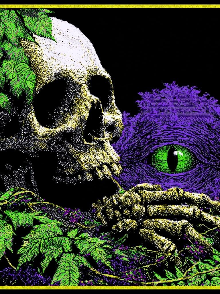 Psychedelic Skull and Cat Eye Poster. poster — fine-art art