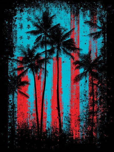 Palm Trees American Flag Poster. poster