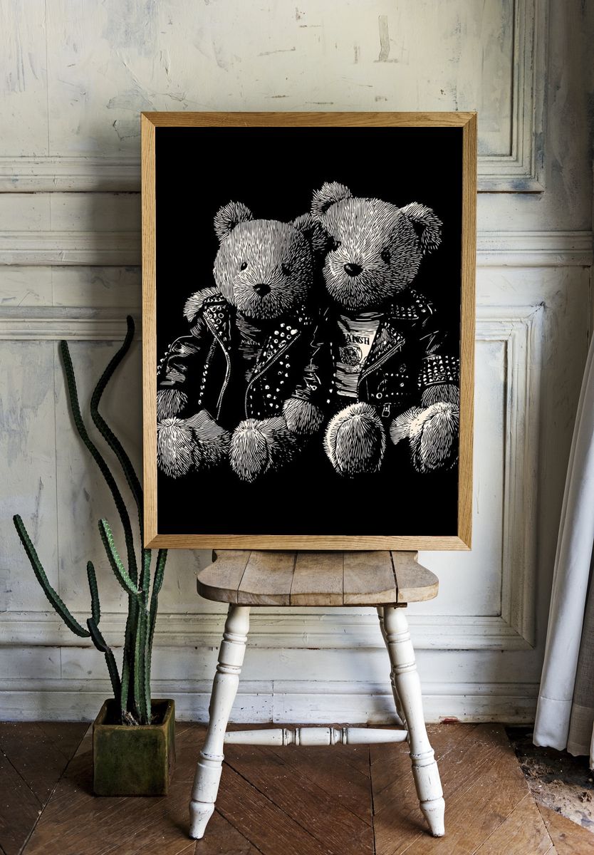Punk Teddy Bears — Illustration Print. — room view 1