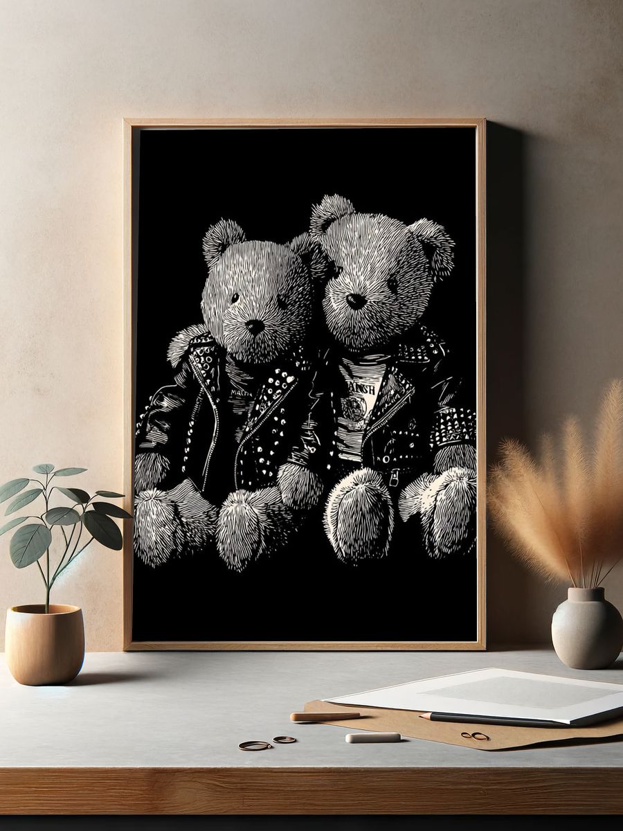 Punk Teddy Bears — Illustration Print. — room view 2