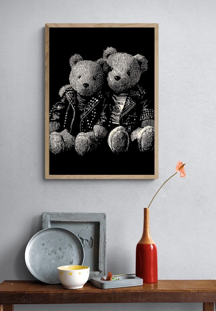 Punk Teddy Bears — Illustration Print. — room view 3
