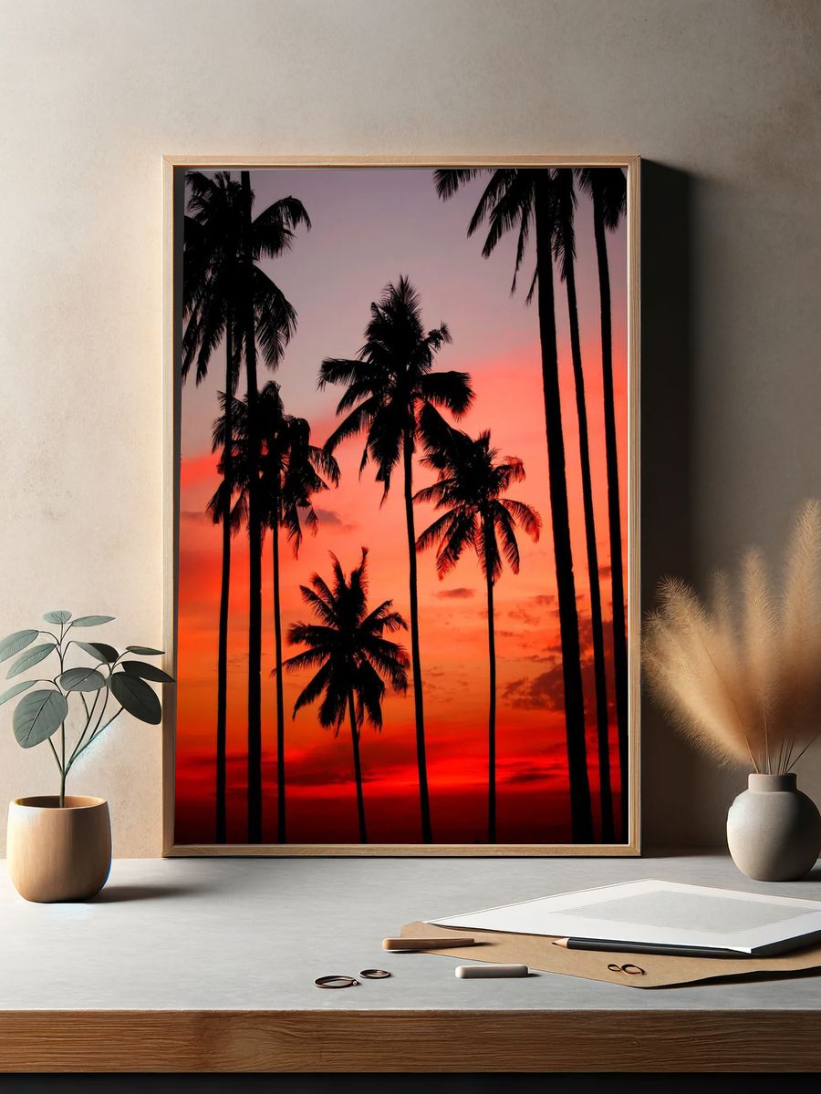 Palm Trees at Sunset Poster. — room view 2