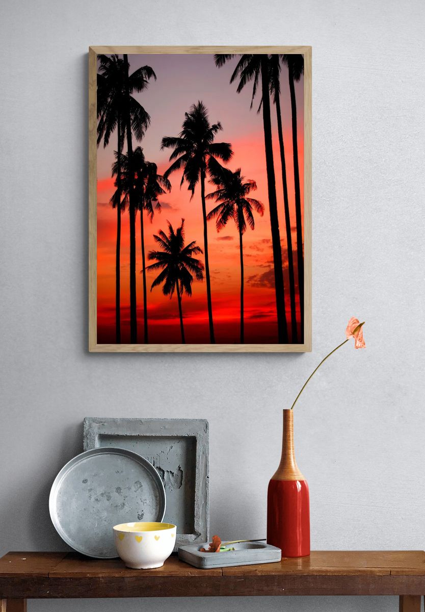 Palm Trees at Sunset Poster. — room view 3