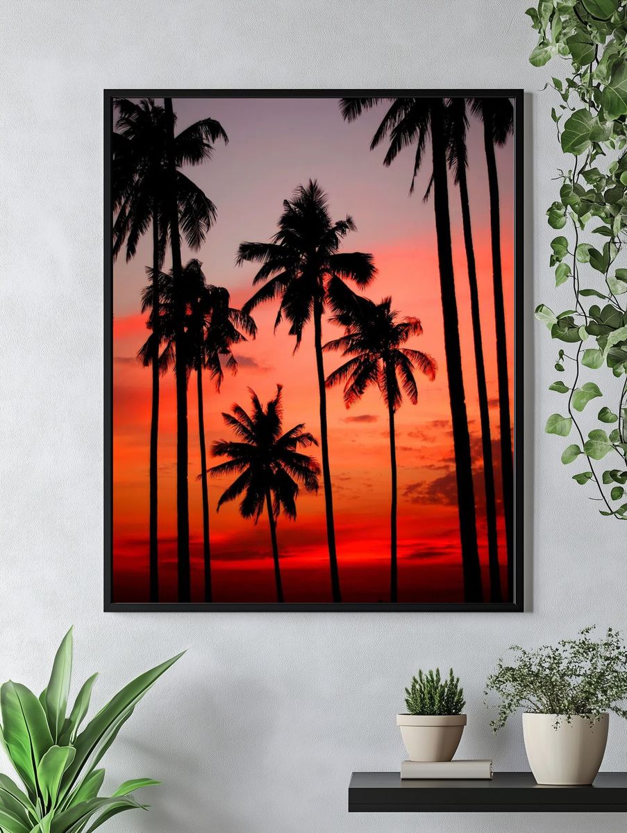 Palm Trees at Sunset Poster. — room view 4