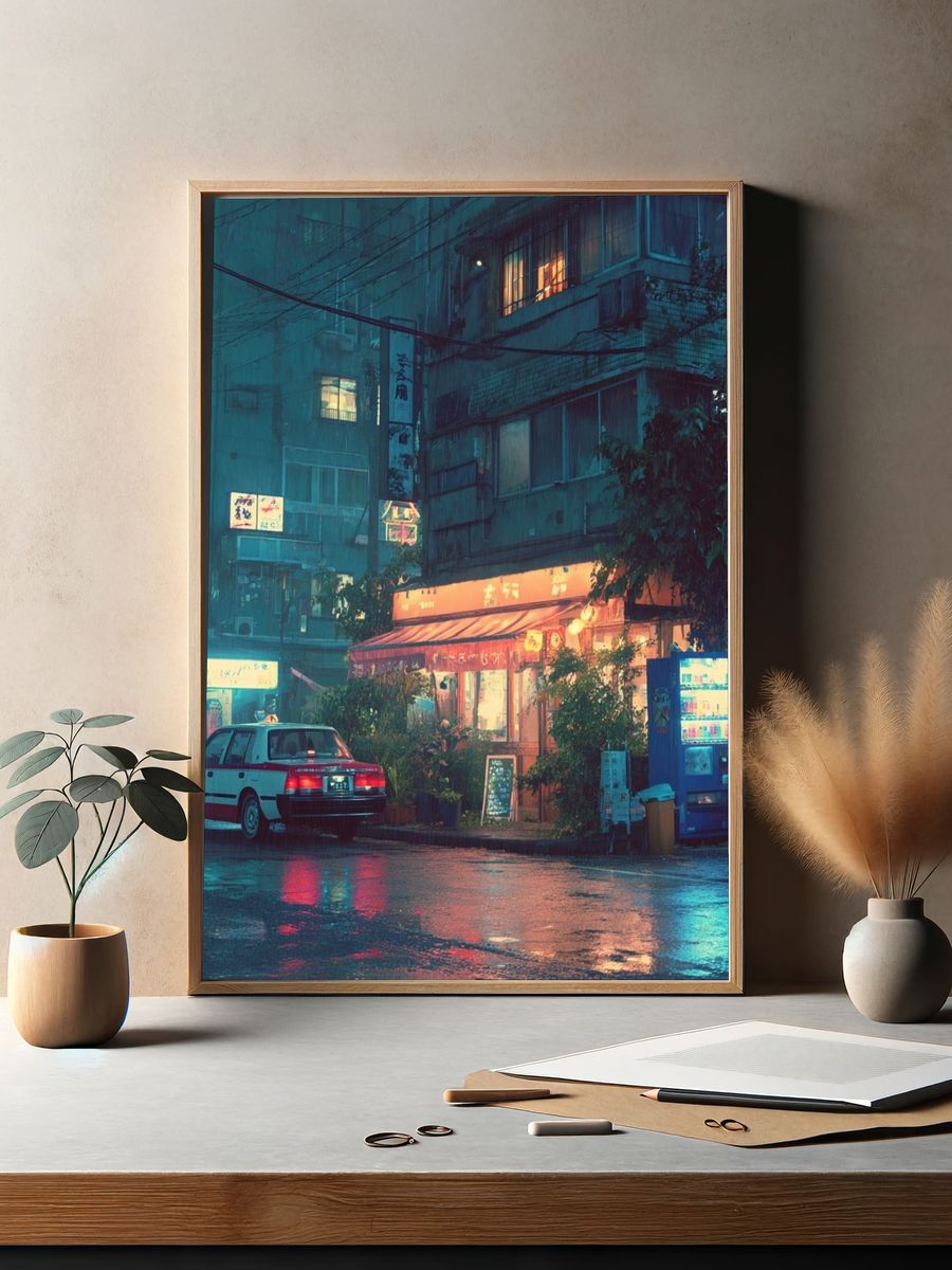 Rainy Tokyo Street — Photography Print. — room view 2