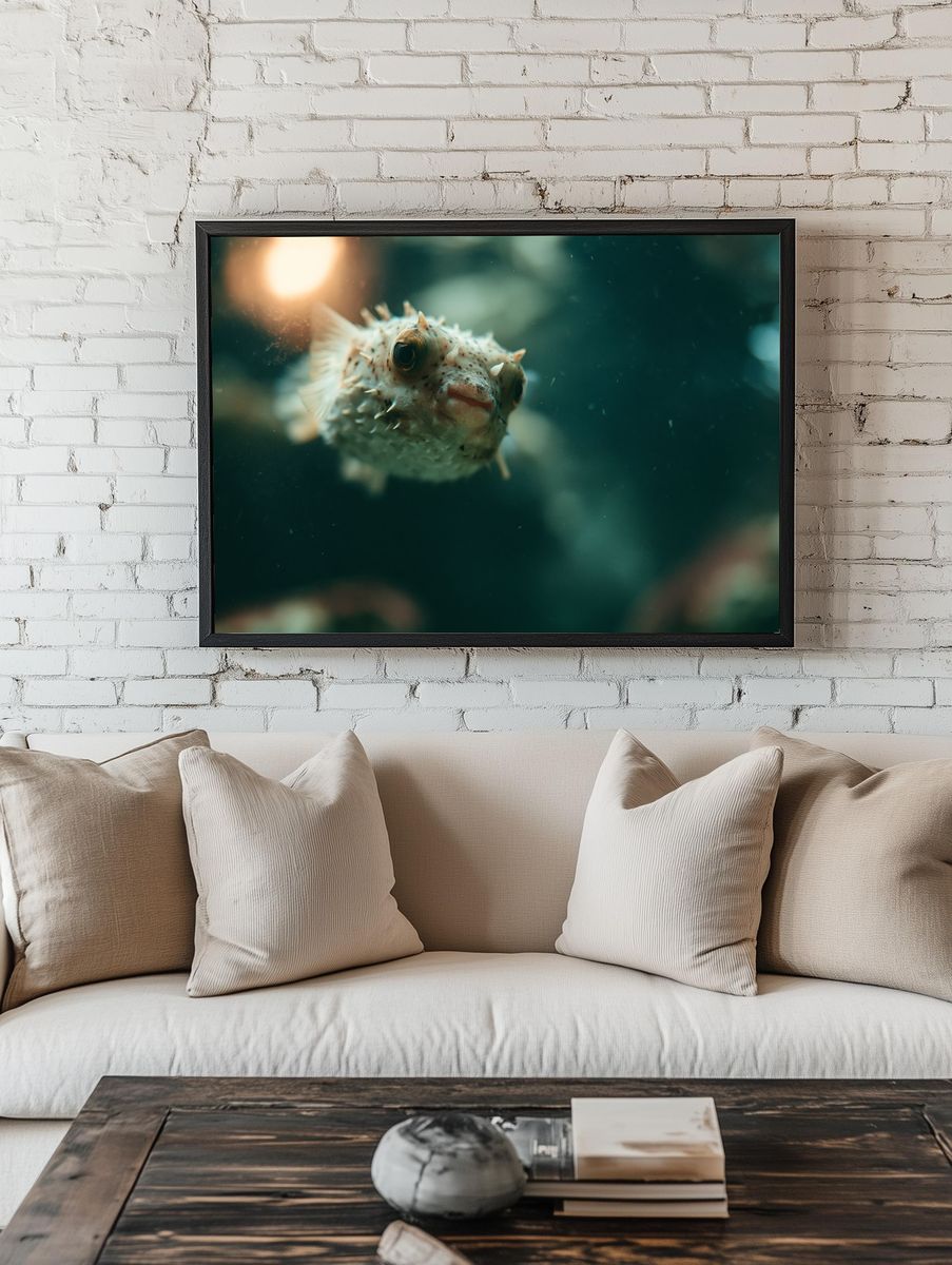 Pufferfish Underwater Photography Poster. room preview