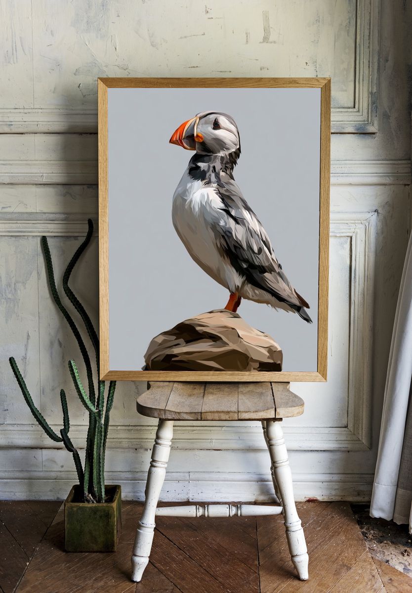 Puffin Portrait Illustration Poster. room preview