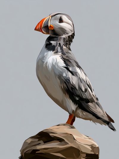 Puffin Portrait Illustration Poster.