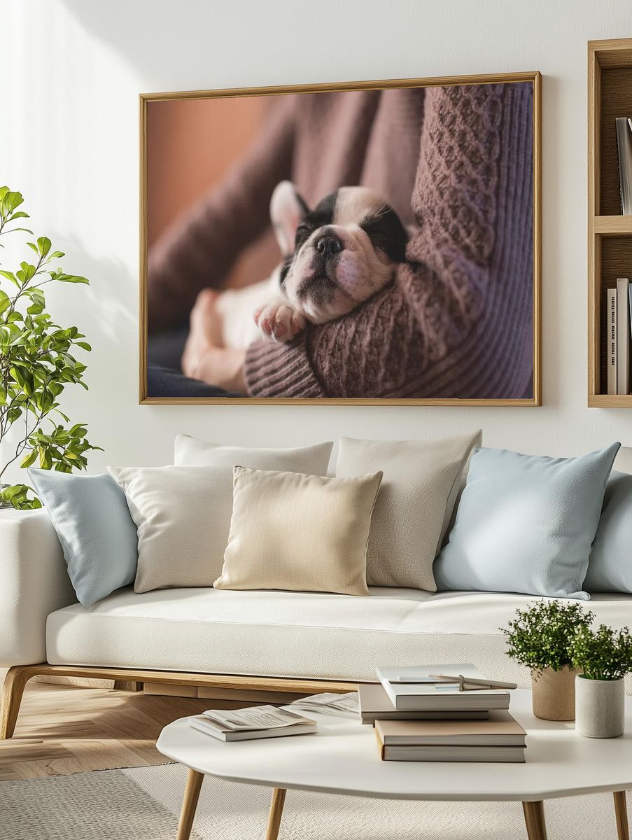 Sleeping Puppy — Photography Print. — room view 2