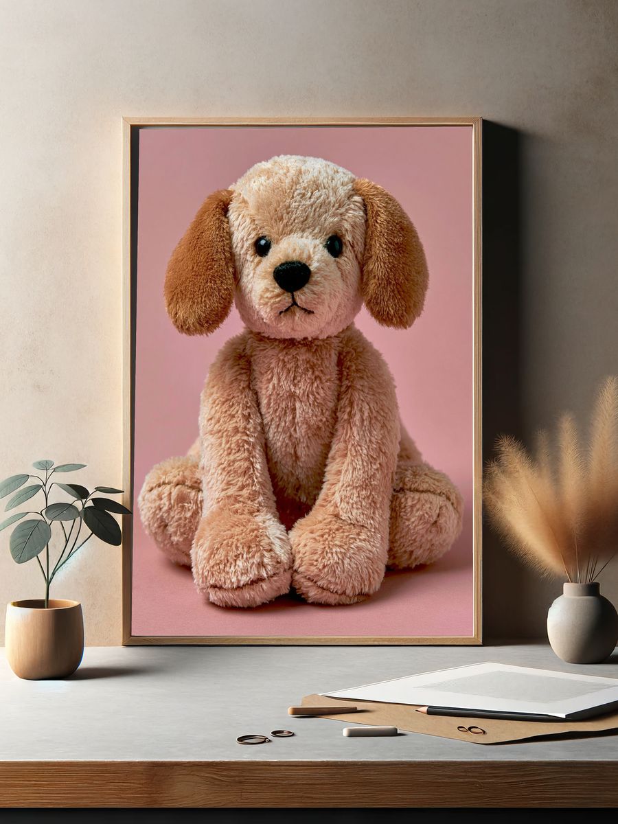 Plush Puppy Portrait Poster. — room view 2