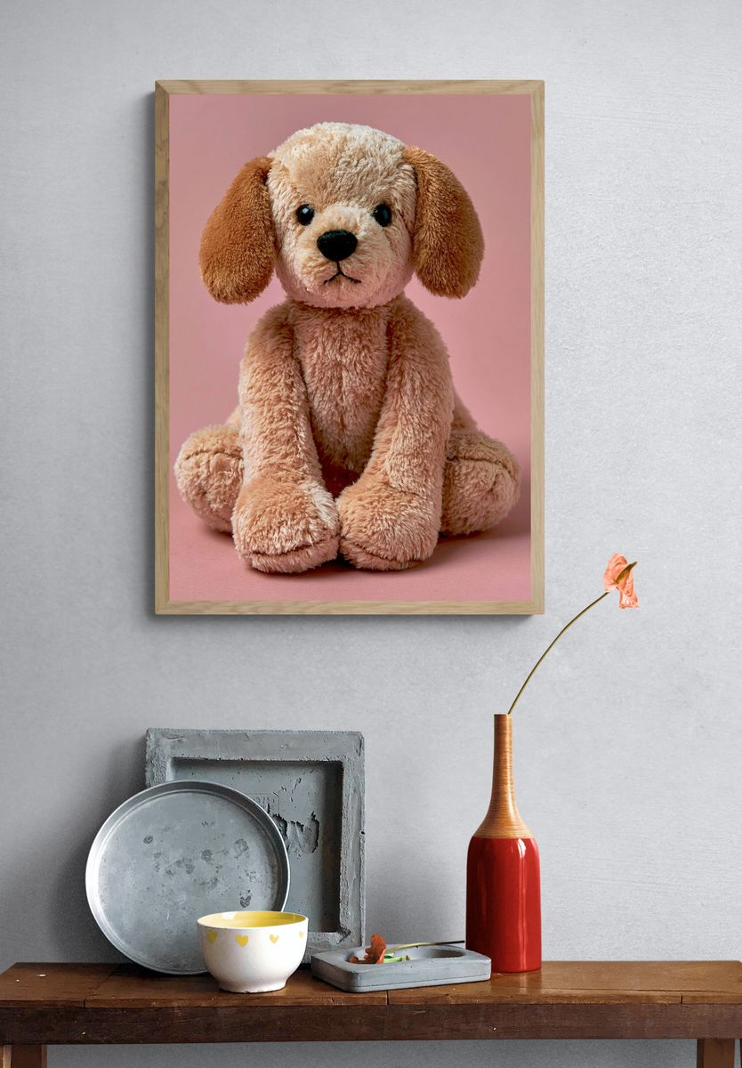 Plush Puppy Portrait Poster. — room view 3